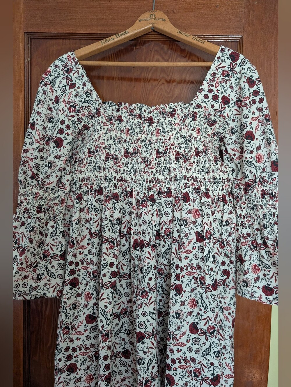 Shirred Cottagecore Lounge Dress, Cute "Calico" Long Length Size 2/3X - Picture 3 of 5